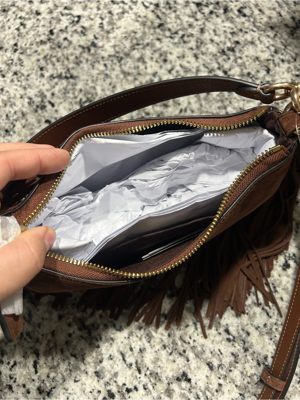 Coach Chestnut Brown Suede Fringe Shoulder Bag - Picture 5 of 5